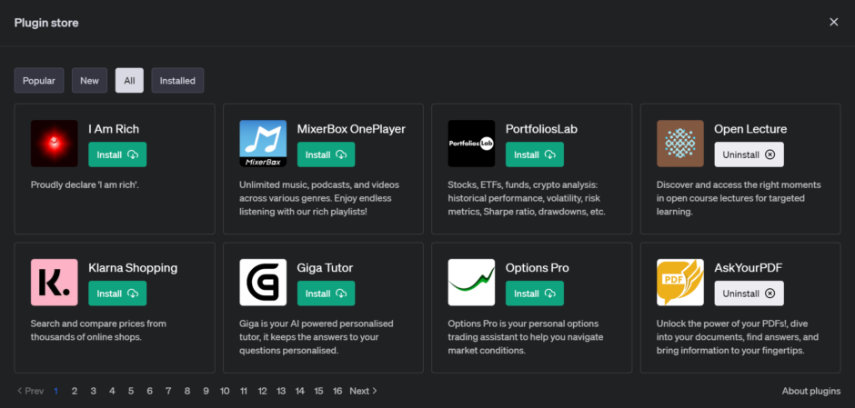 ChatGPTプラグインストア